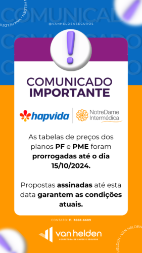 Comunicado Importante: Novas datas para os planos PF e PME da NotreDame Intermédica