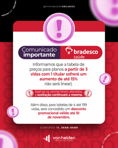 Comunicado Importante: Bradesco Saúde Ajusta Preços e Oferece Desconto