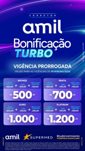 Corretor de Saúde: Amil Bonificação Turbo com Vigência Prorrogada!